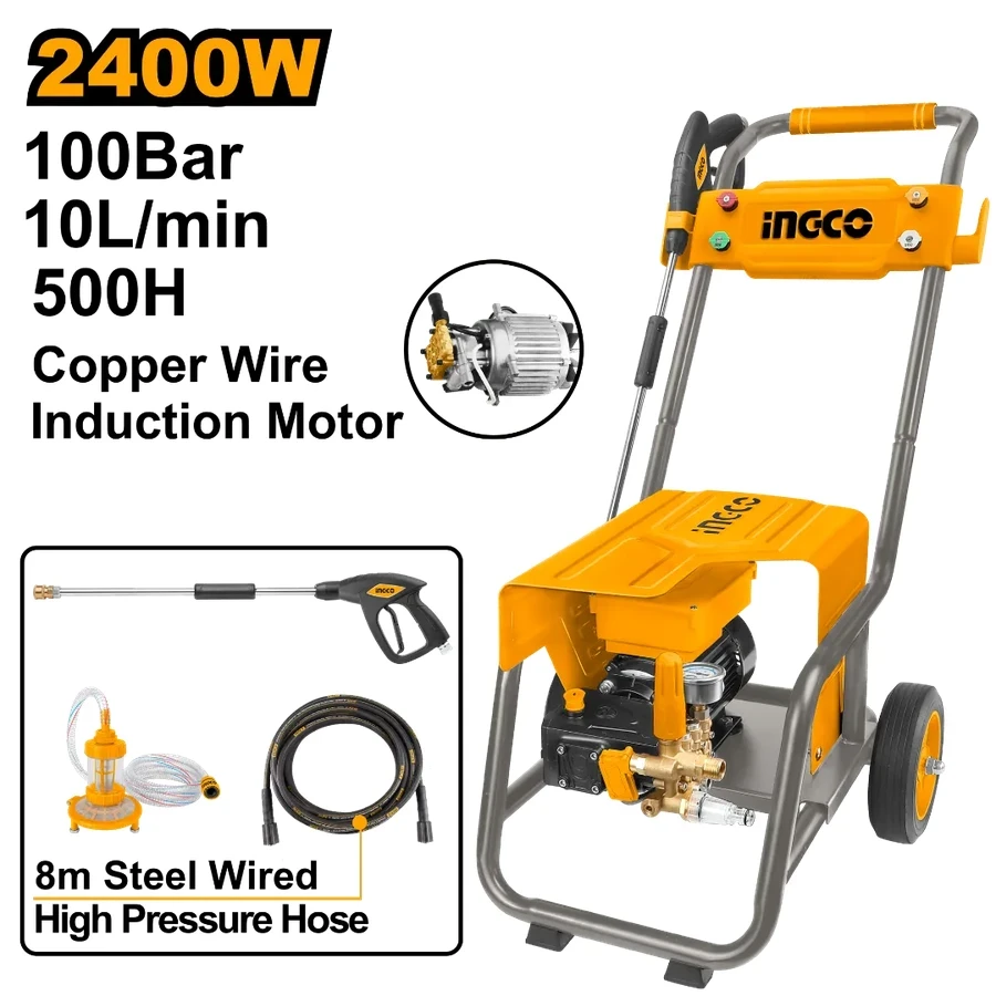 INGCO Commercial High Pressure Washer | 2400W Induction Motor | 100Bar | HPWR30018
