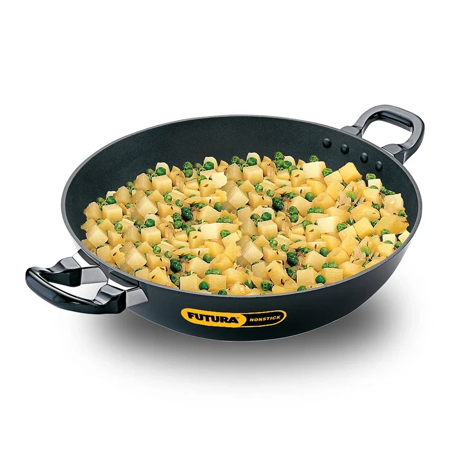 Hawkins NK40 Nonstick Deep Fry Pan (Kadhai) | 30.5 cm | Round Bottom | PFOA-Free Nonstick | Steel Lid | Gas Compatible
