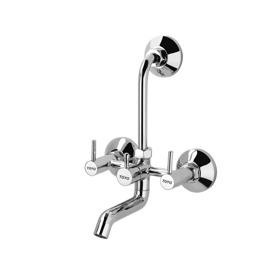TOYO EC-51710 2-in-1 Wall Mixer - L-Bend for Overhead Shower, Dual Operating Handles, CP Chrome Finish