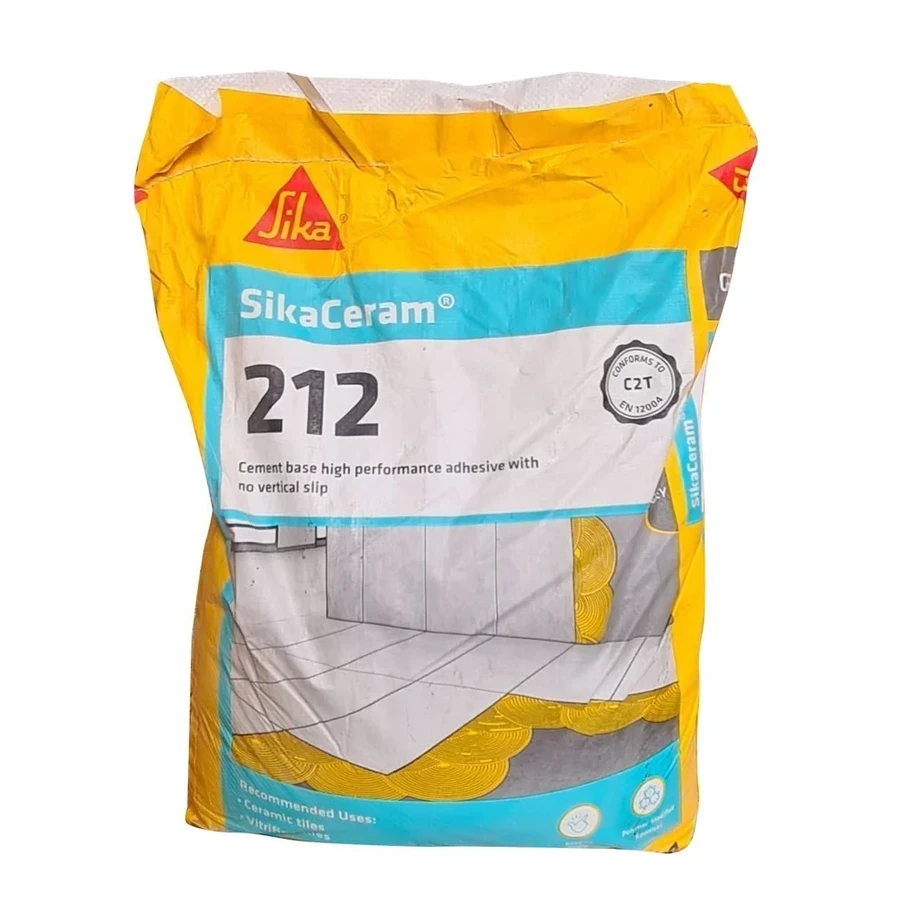 Sika Ceram 212 Non Slip Tile Adhesive 25 Kg - High-Performance, Cement-Based, Non-Slip Mortar for Ceramic Floor and Wall Tiling (Grey)