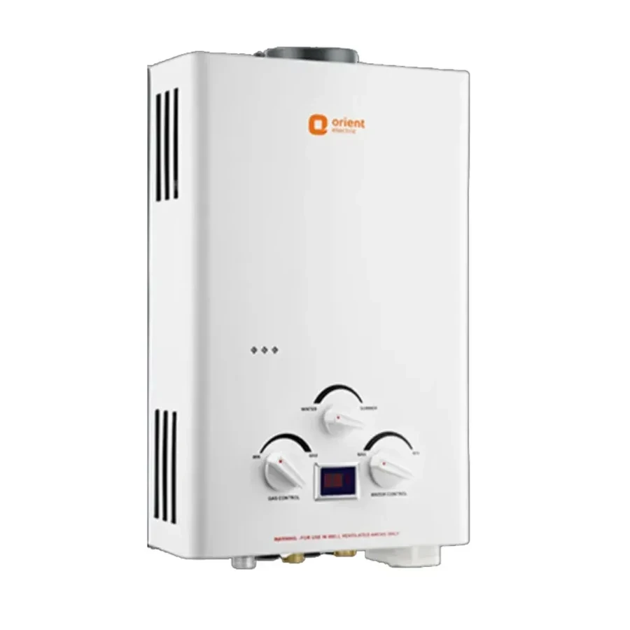 Orient Vento Digi 6L Gas Water Heater - Digital Control, ISI Certified, High Pressure (8 Bar) Safety, Heavy Copper Heat Exchanger (White)